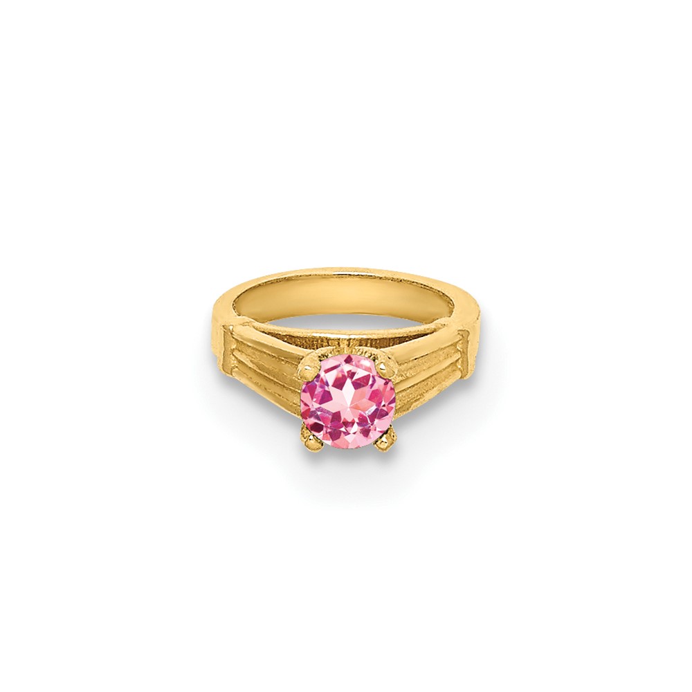 14K 3D Ring with Light Pink CZ Charm (YC1340)
