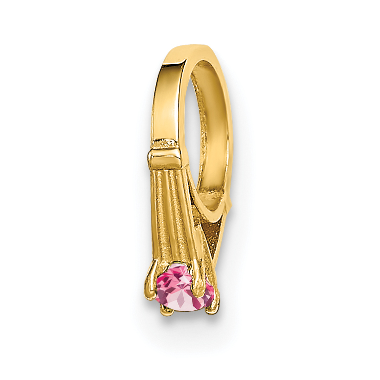 14K 3D Ring with Light Pink CZ Charm (YC1340)