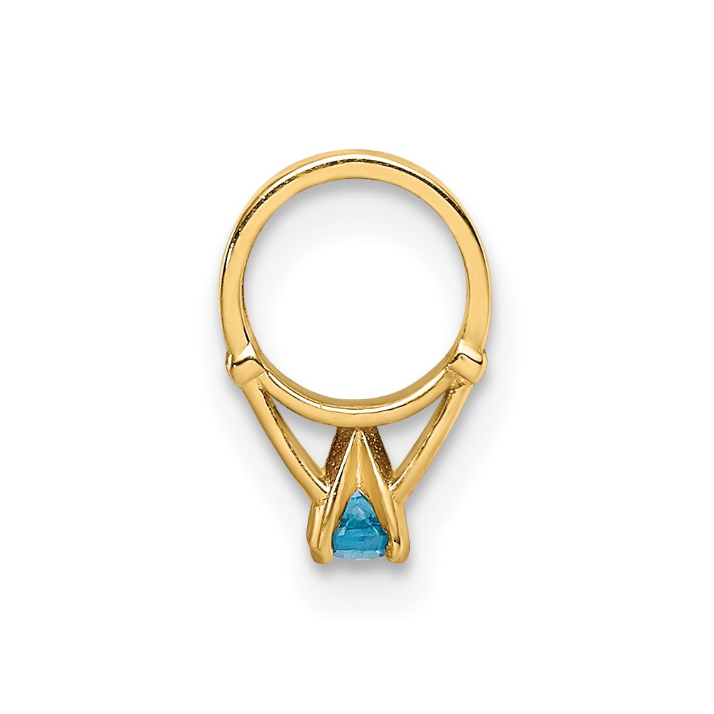14K 3D Ring with Aqua CZ Charm (YC1341)