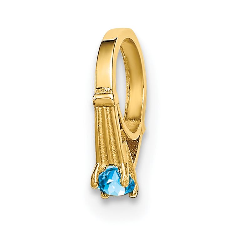 14K 3D Ring with Aqua CZ Charm (YC1341)