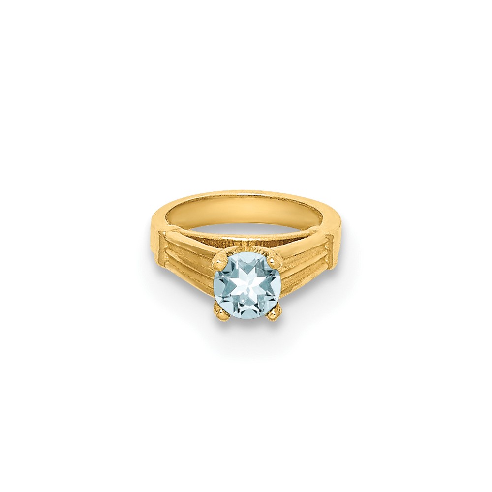14K 3D Ring with Light Blue CZ Charm (YC1342)