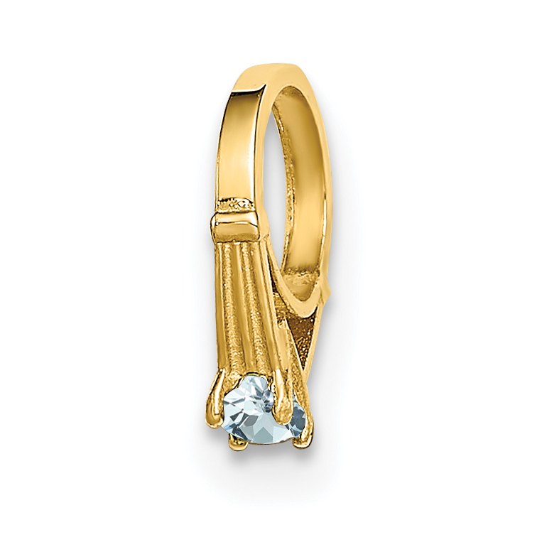 14K 3D Ring with Light Blue CZ Charm (YC1342)