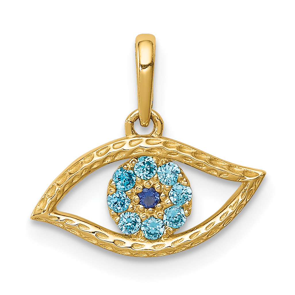 14K Blue CZ Eye Pendant (YC1362)