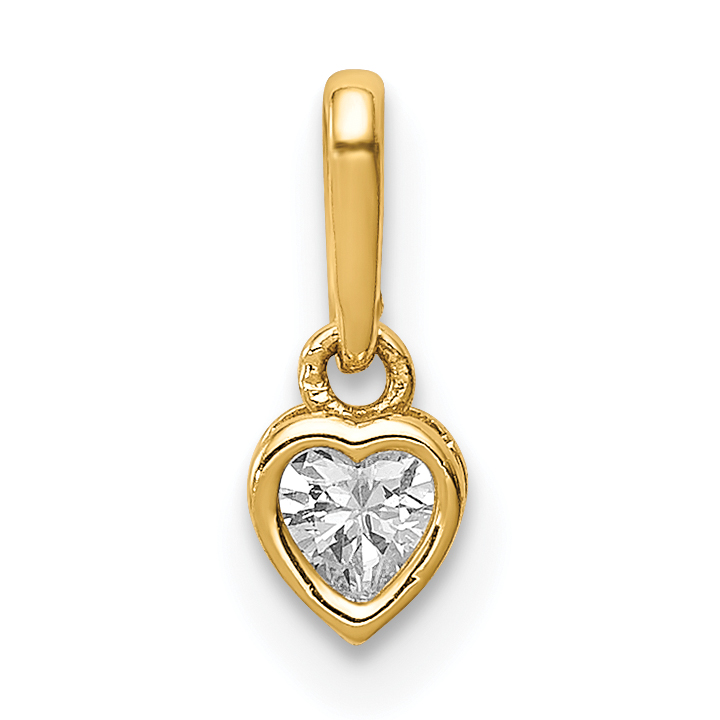 14K CZ Heart Dangle Pendant (YC1392)