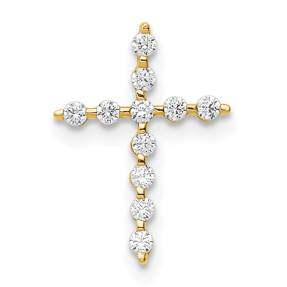 14K CZ Cross Pendant Chain Slide (YC1403)