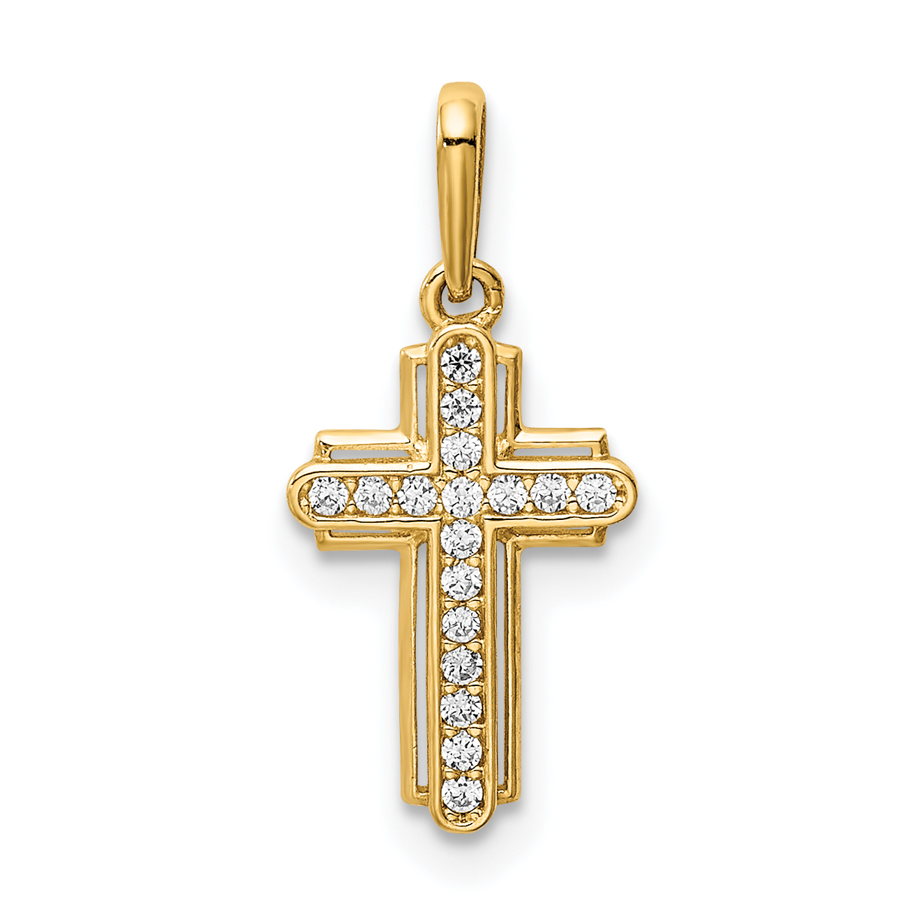 14K Cross CZ Pendant (YC1404)