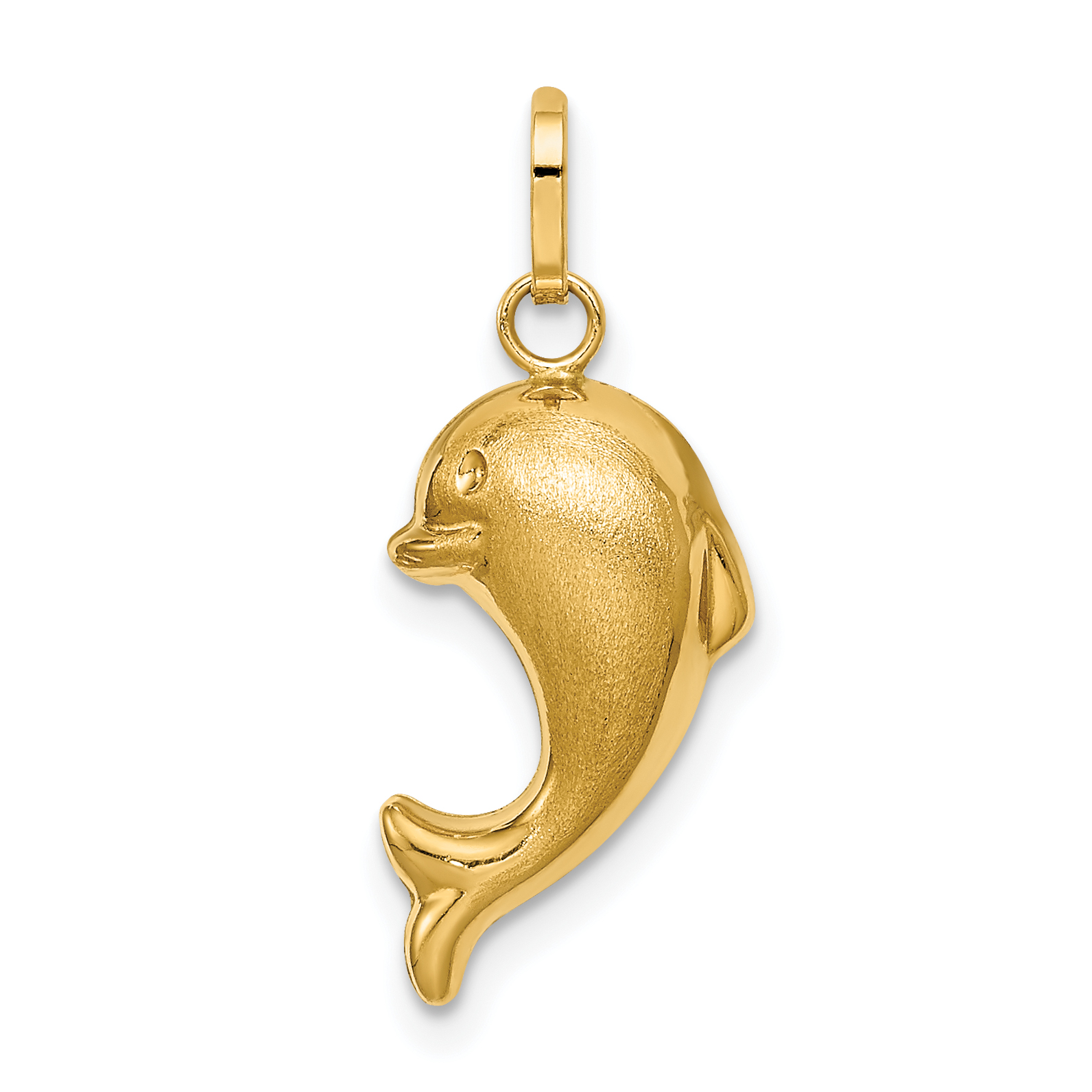 14k Hollow Satin & Polished Fish Charm (YC1426)