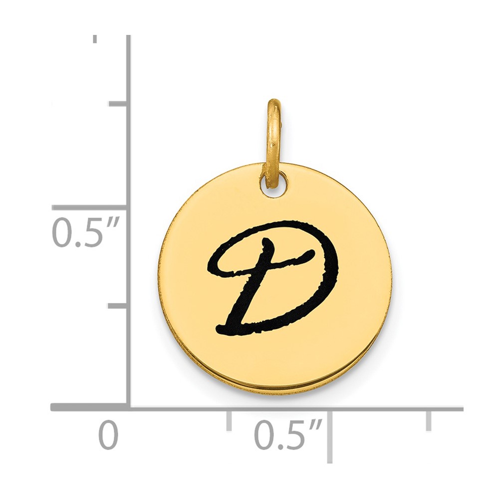 14k Polished Black Enamel Letter D Initial Disk Charm (YC1436D)