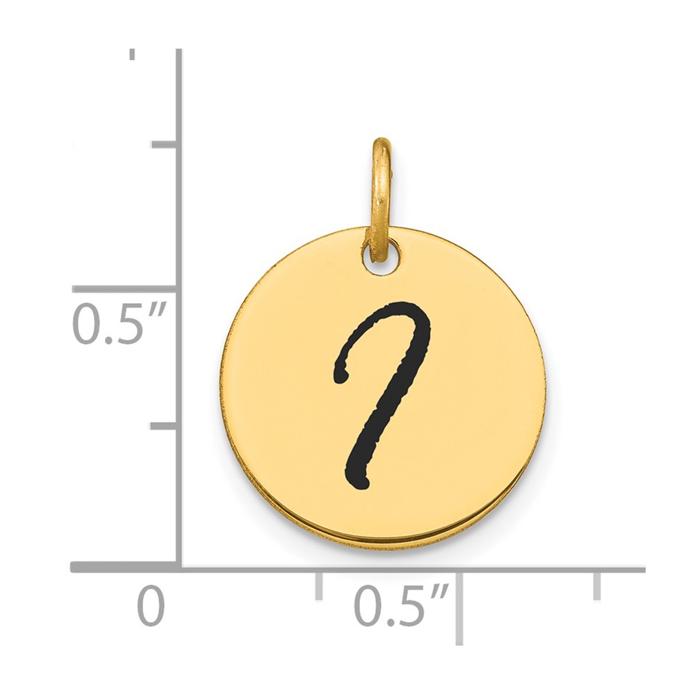14k Polished Black Enamel Letter I Initial Disk Charm (YC1436I)