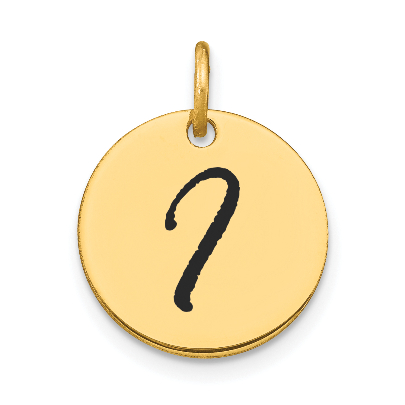 14k Polished Black Enamel Letter I Initial Disk Charm (YC1436I)