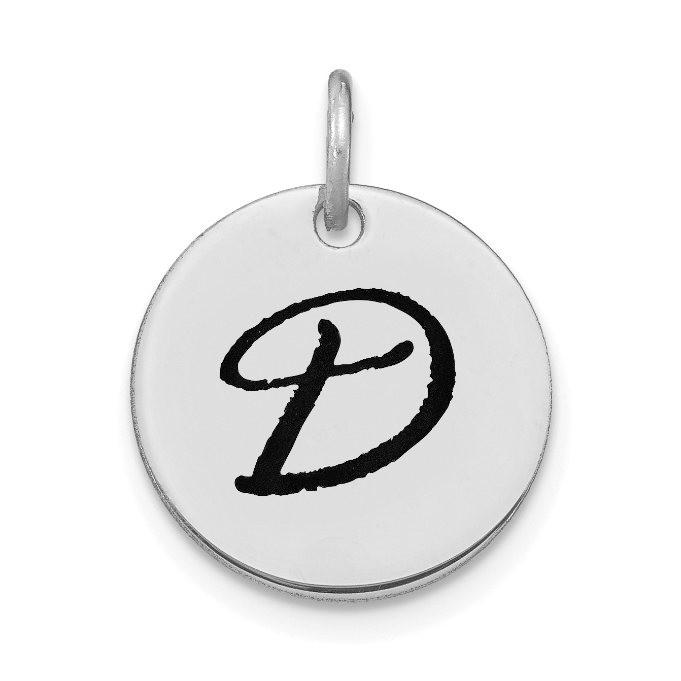 14kw Polished Black Enamel Letter D Initial Disk Charm (YC1436WD)