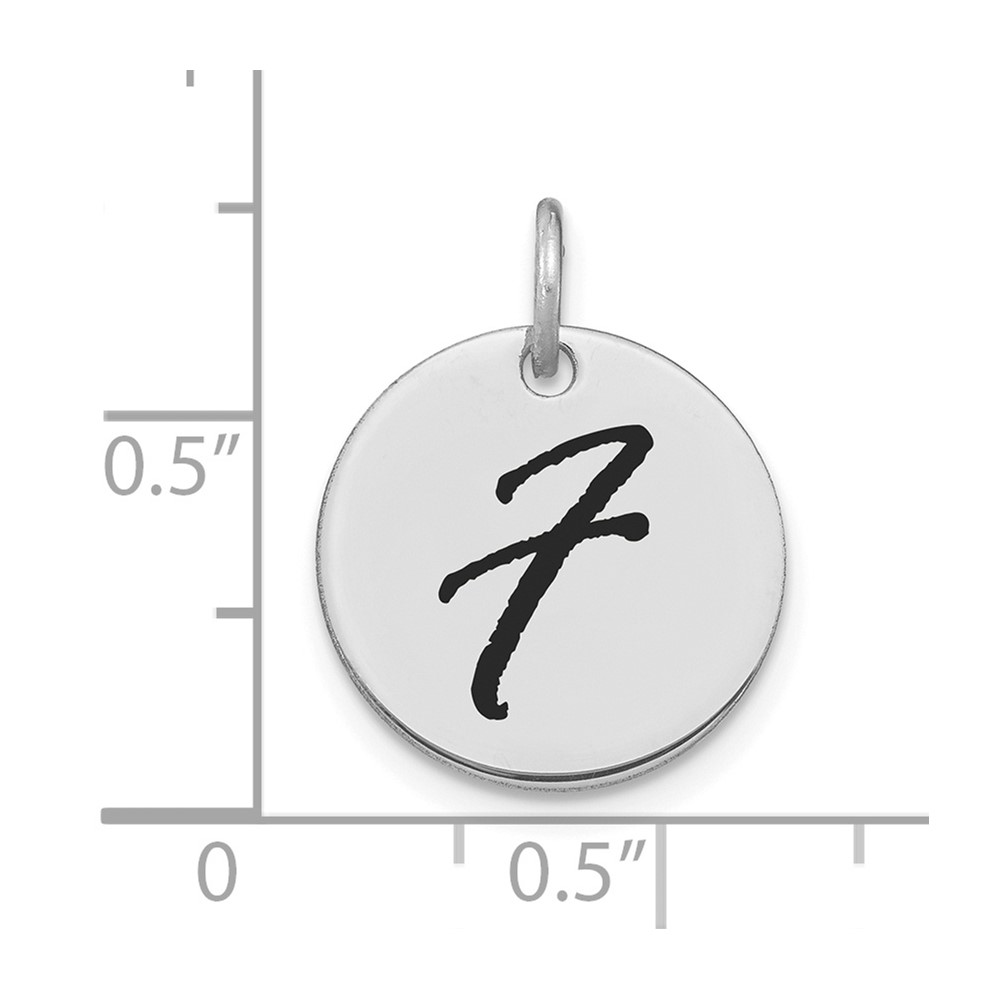 14kw Polished Black Enamel Letter F Initial Disk Charm (YC1436WF)
