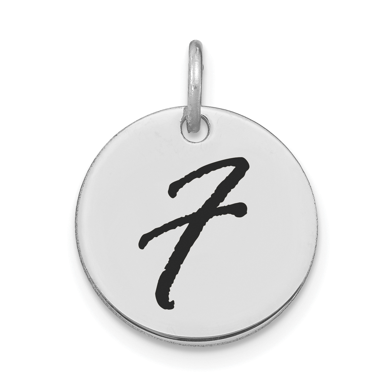 14kw Polished Black Enamel Letter F Initial Disk Charm (YC1436WF)
