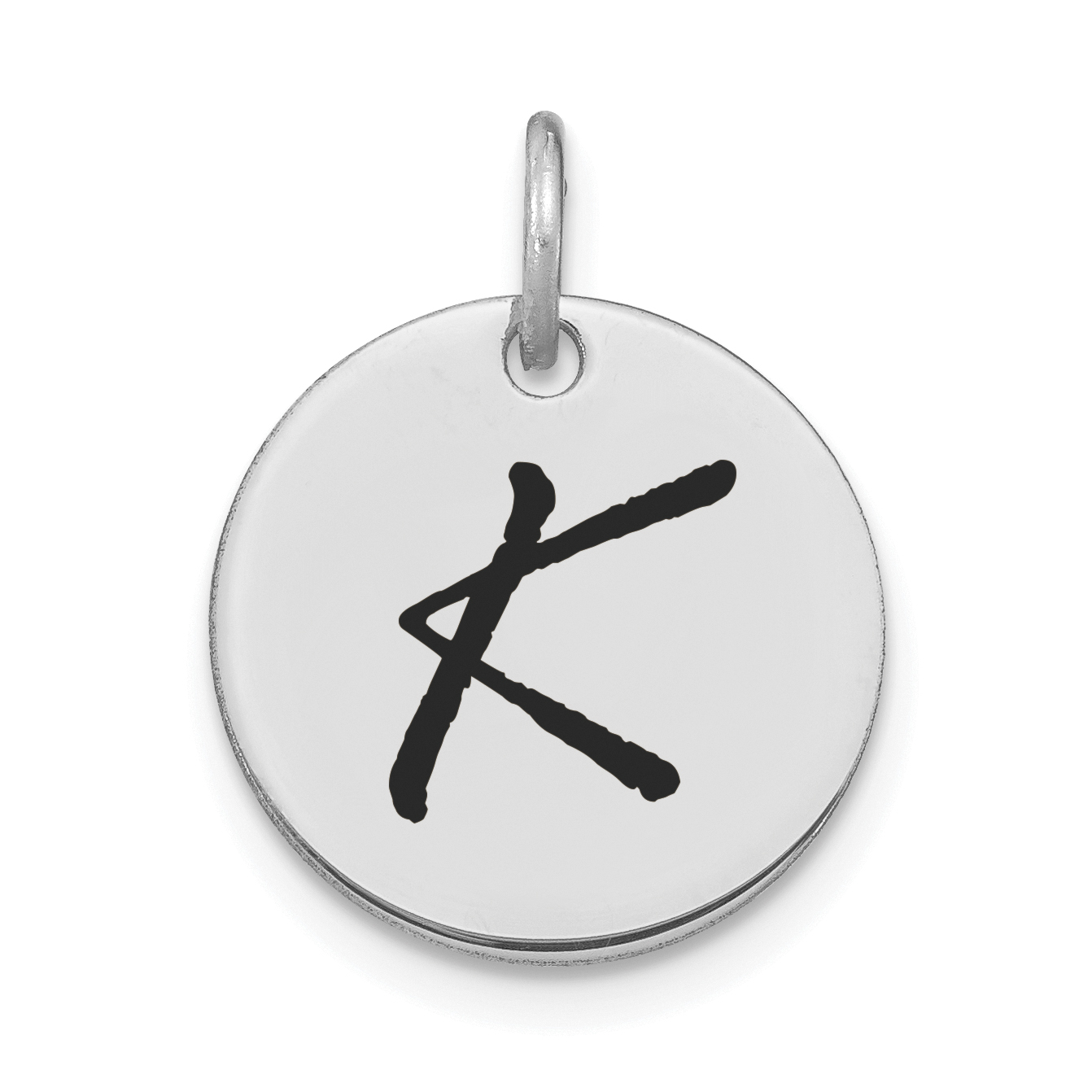 14kw Polished Black Enamel Letter K Initial Disk Charm (YC1436WK)