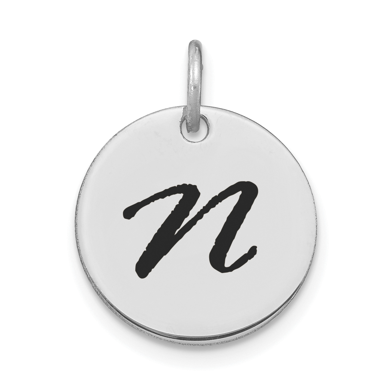14kw Polished Black Enamel Letter N Initial Disk Charm (YC1436WN)