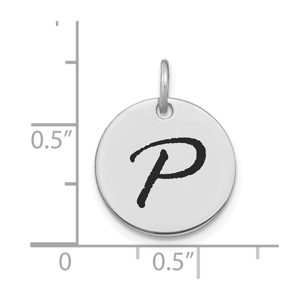 14kw Polished Black Enamel Letter P Initial Disk Charm (YC1436WP)