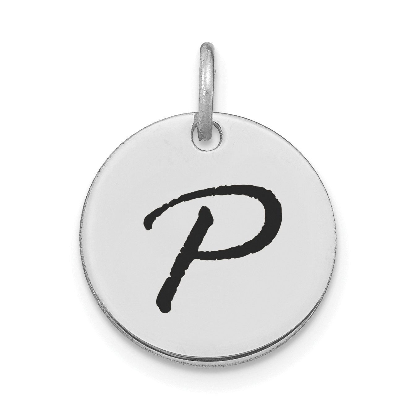 14kw Polished Black Enamel Letter P Initial Disk Charm (YC1436WP)