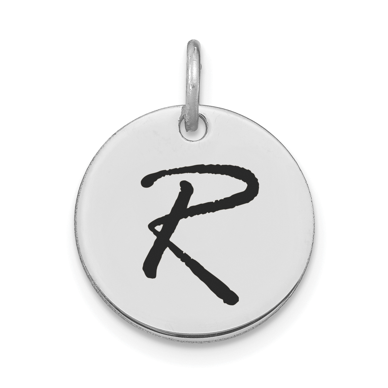 14kw Polished Black Enamel Letter R Initial Disk Charm (YC1436WR)