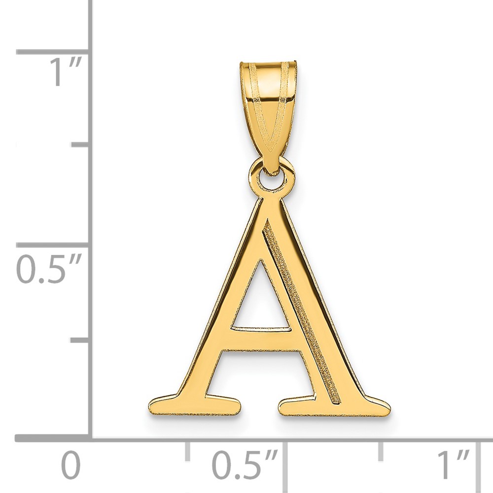 14k Polished Etched Letter A Initial Pendant (YC1437A)