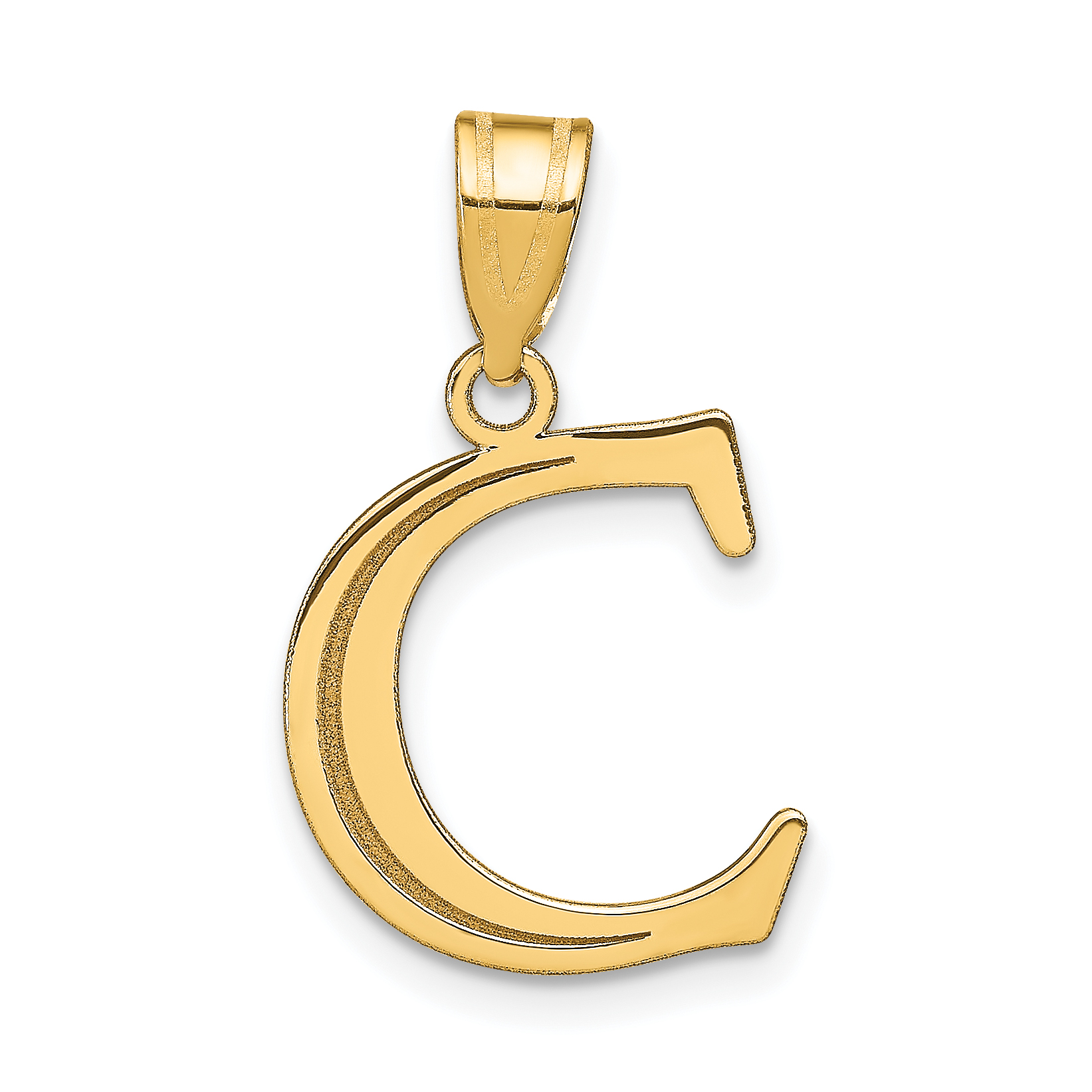 14k Polished Etched Letter C Initial Pendant (YC1437C)