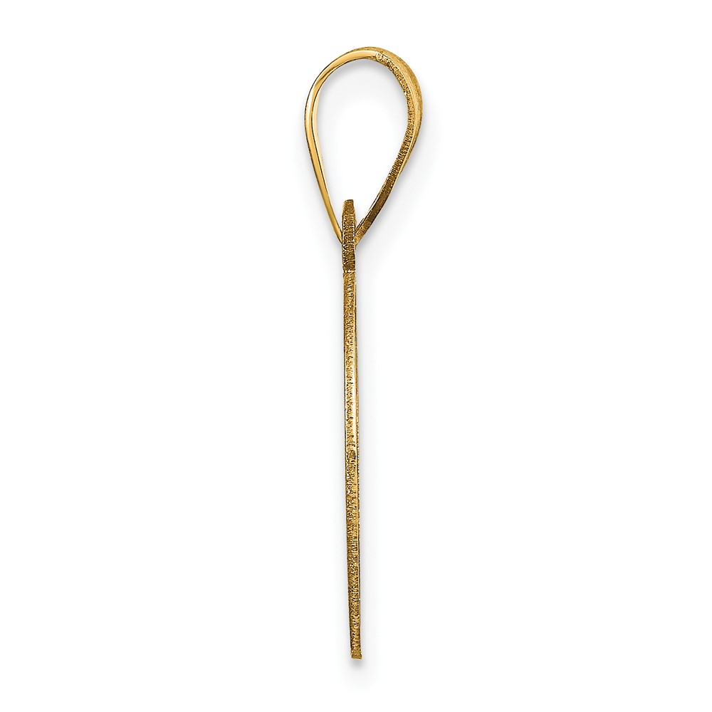 14k Polished Etched Letter D Initial Pendant (YC1437D)
