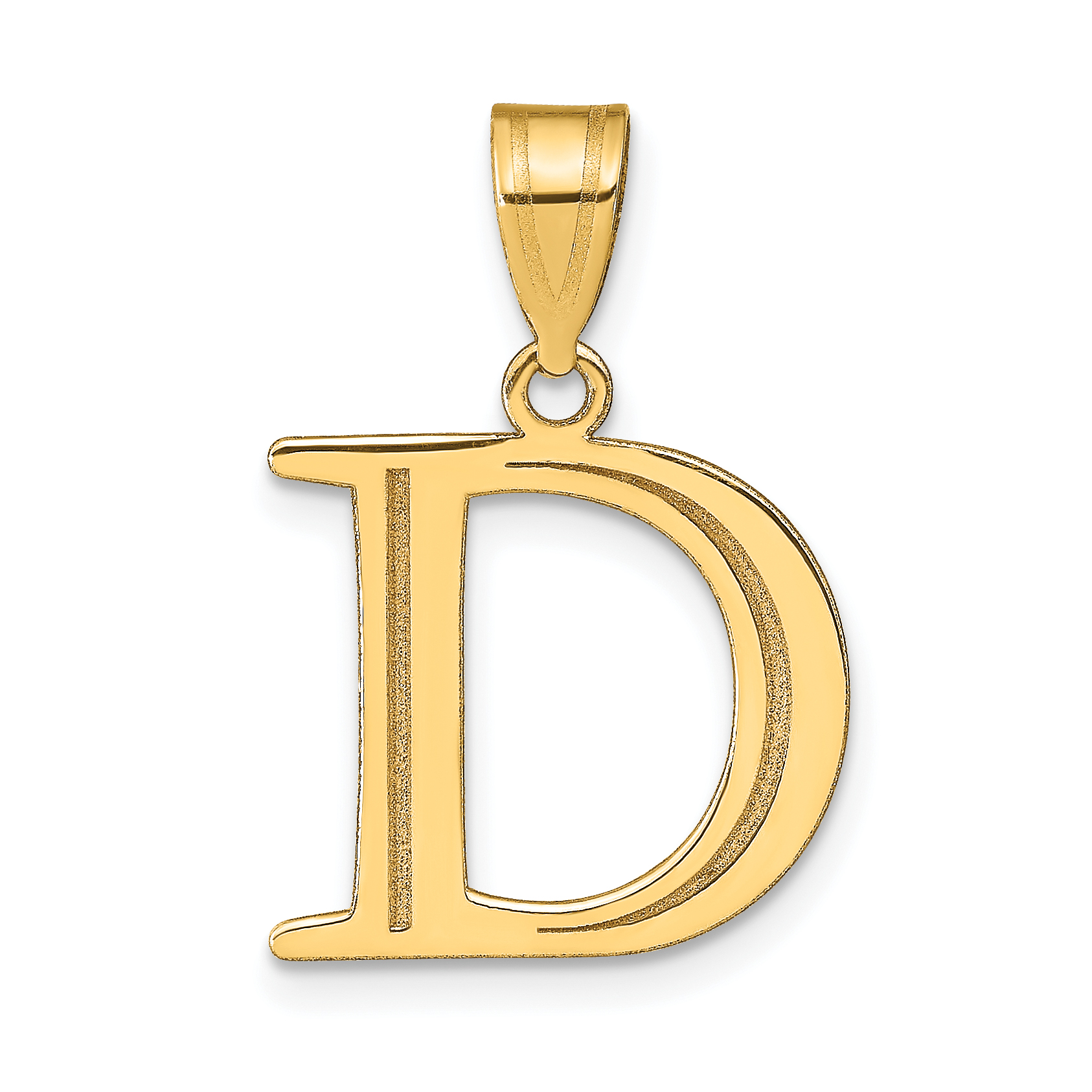 14k Polished Etched Letter D Initial Pendant (YC1437D)