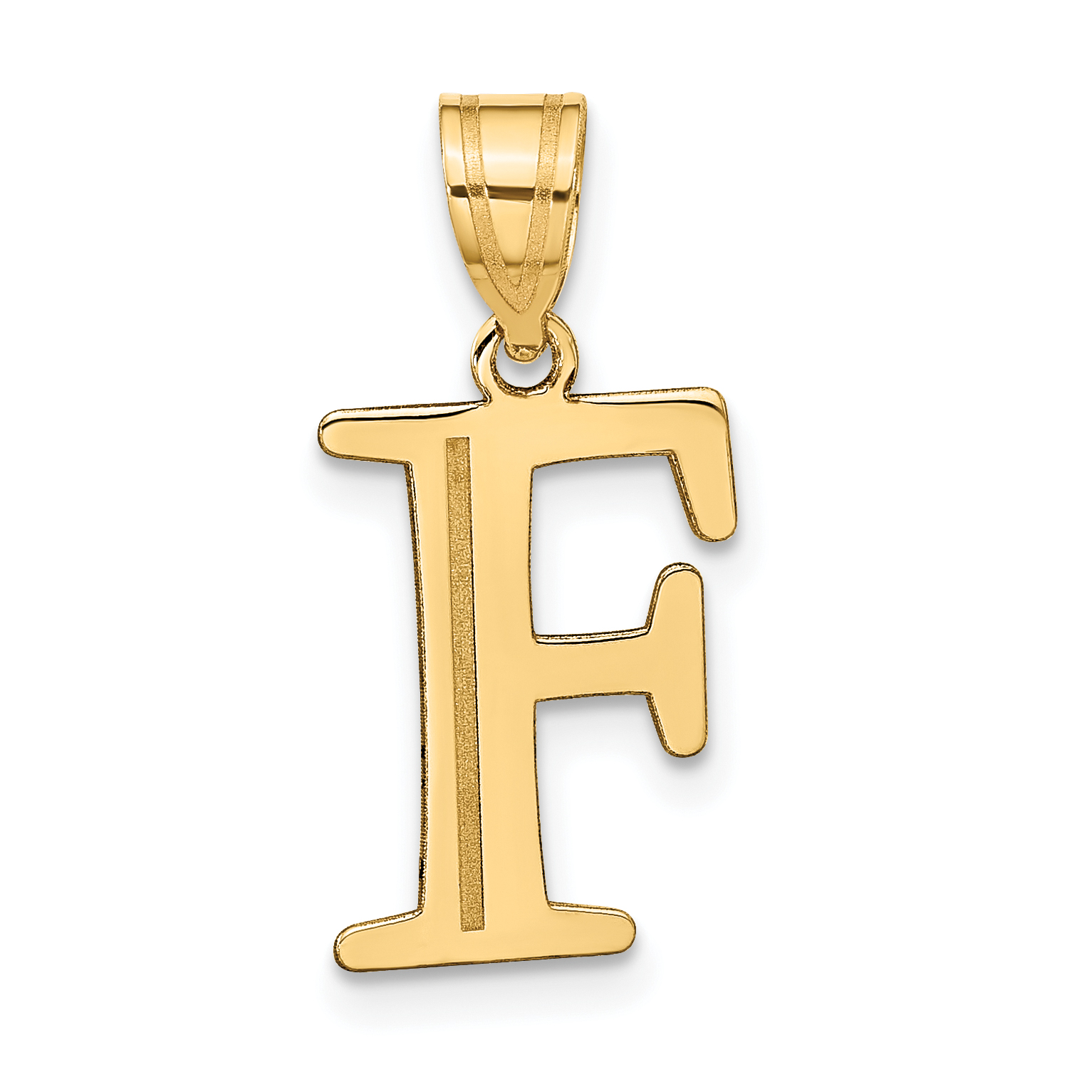 14k Polished Etched Letter F Initial Pendant (YC1437F)
