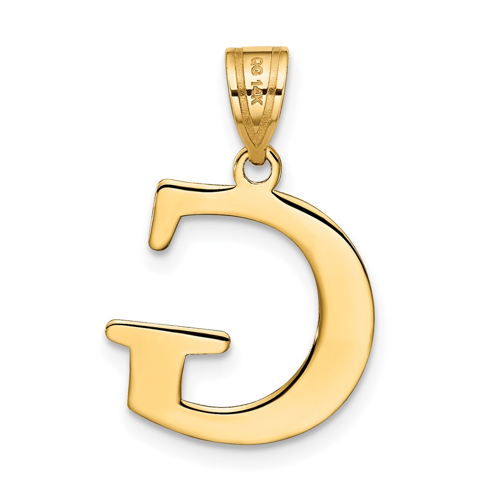 14k Polished Etched Letter G Initial Pendant (YC1437G)