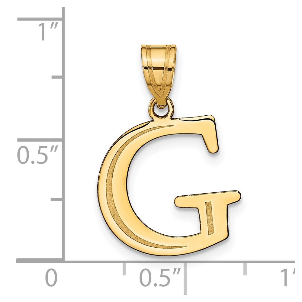 14k Polished Etched Letter G Initial Pendant (YC1437G)