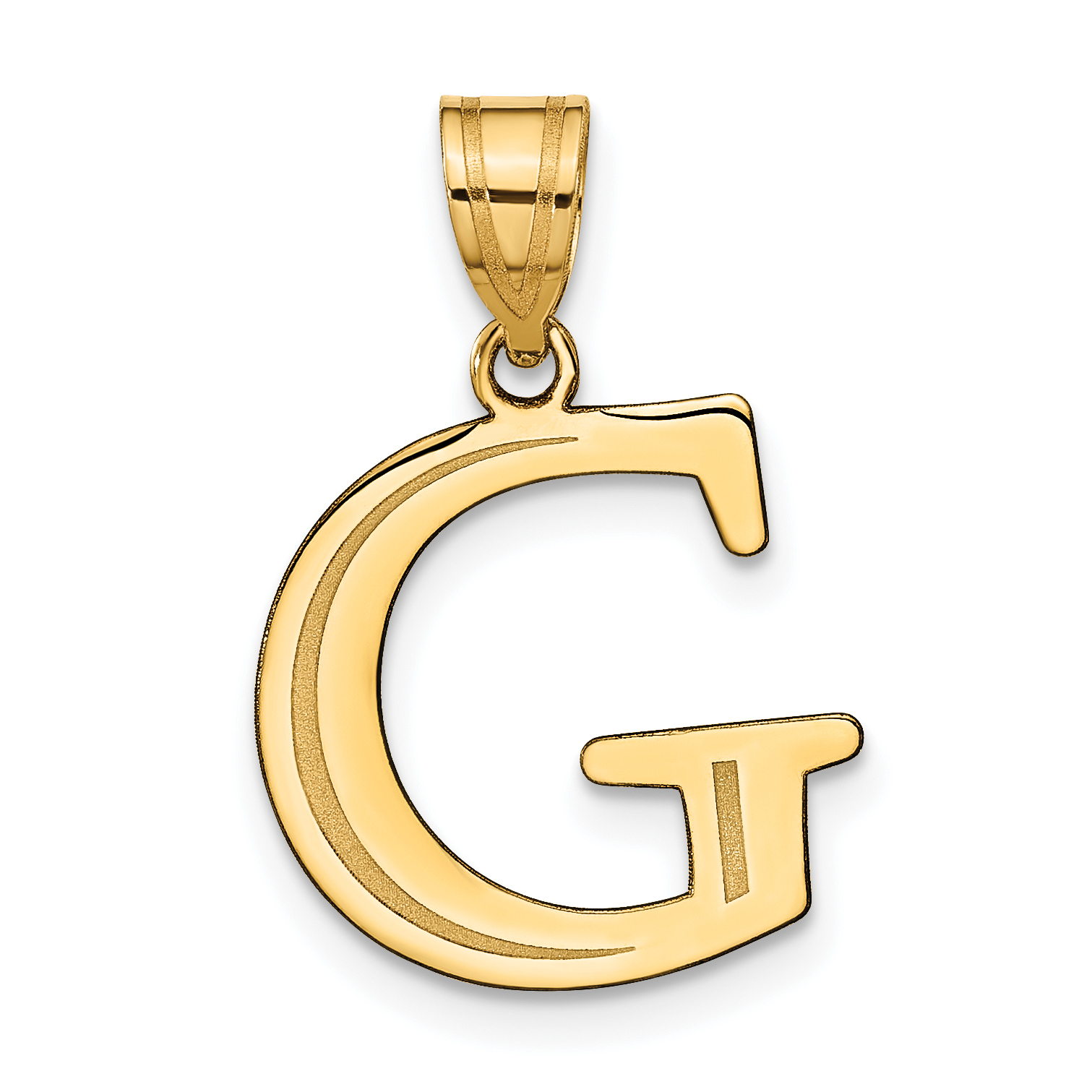 14k Polished Etched Letter G Initial Pendant (YC1437G)