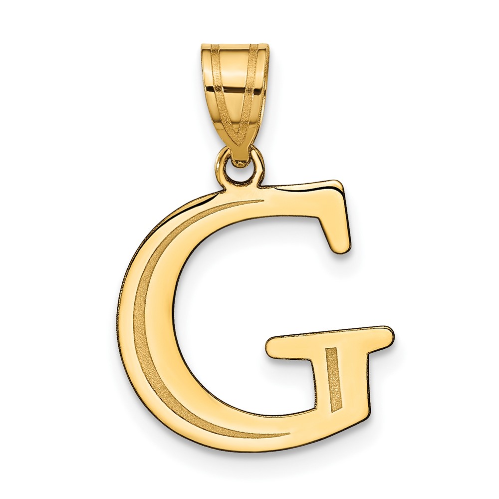 14k Polished Etched Letter G Initial Pendant (YC1437G)
