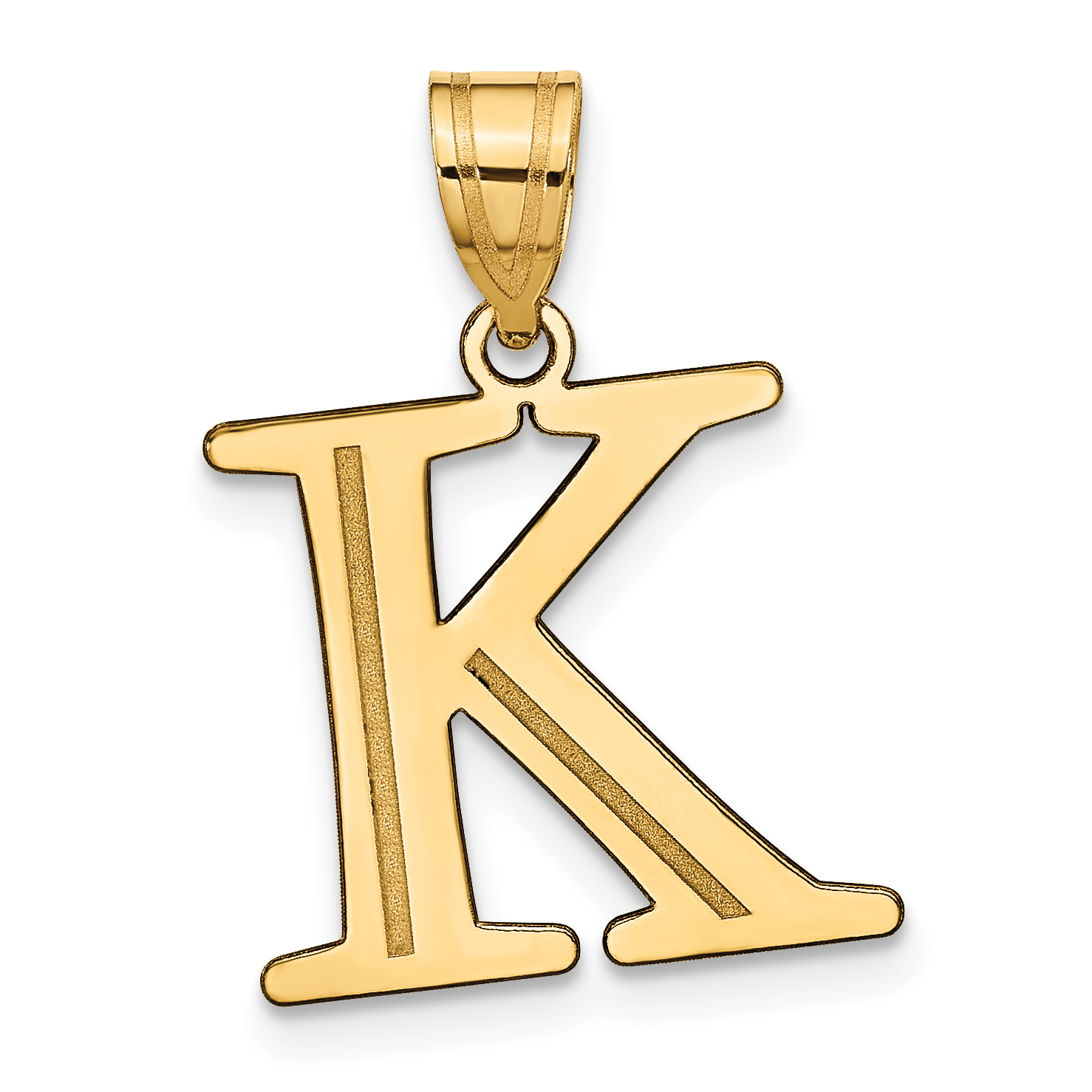 14k Polished Etched Letter K Initial Pendant (YC1437K)