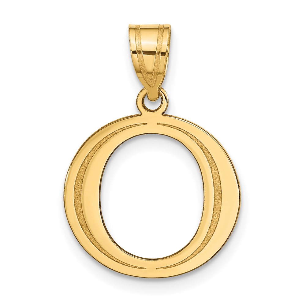 14k Polished Etched Letter O Initial Pendant