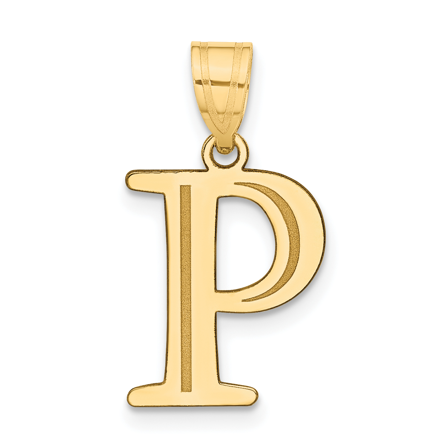 14k Polished Etched Letter P Initial Pendant (YC1437P)