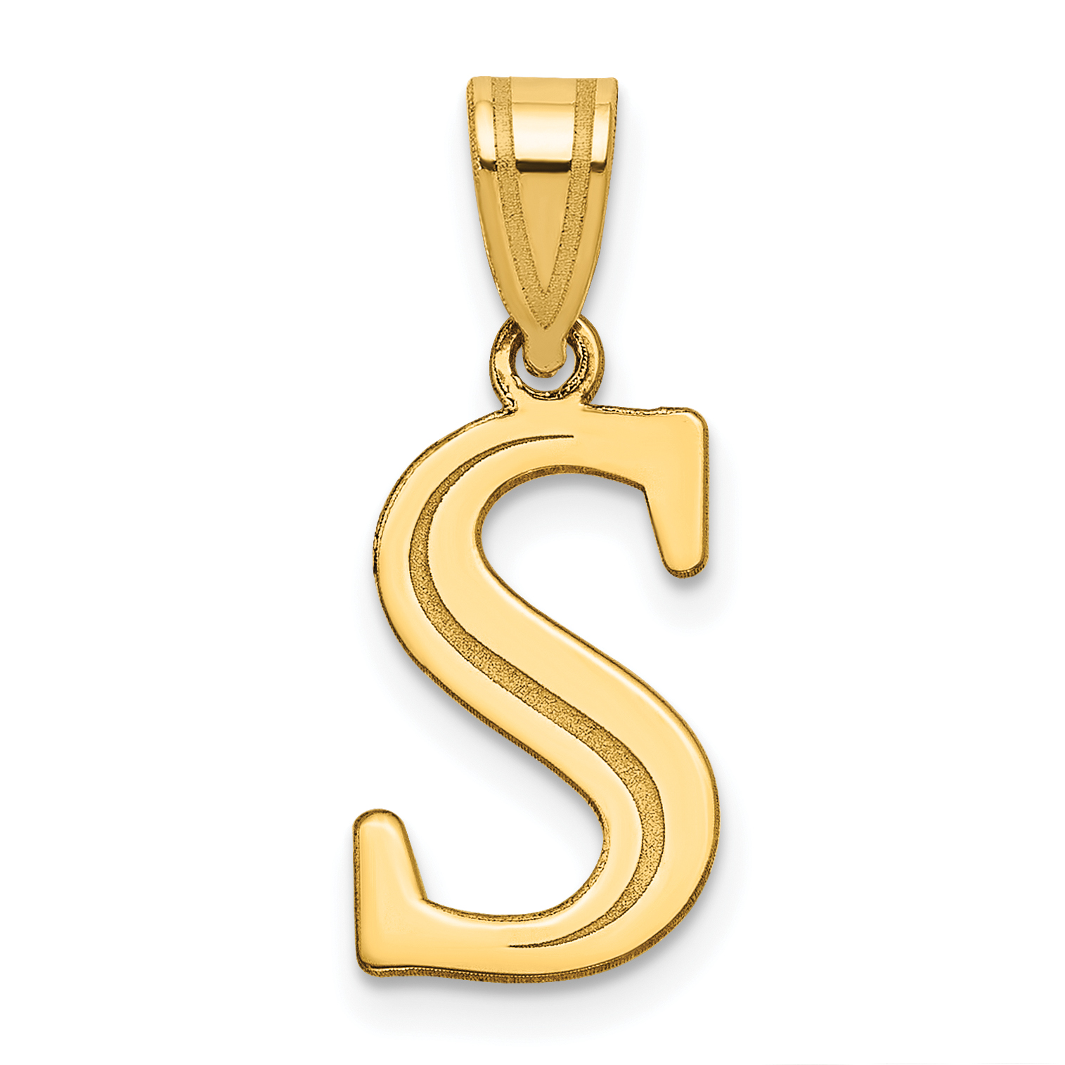 14k Polished Etched Letter S Initial Pendant (YC1437S)