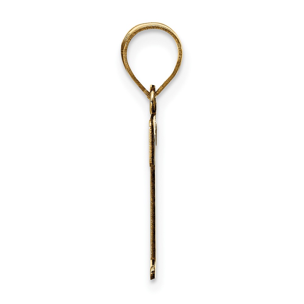 14k Polished Etched Letter T Initial Pendant (YC1437T)