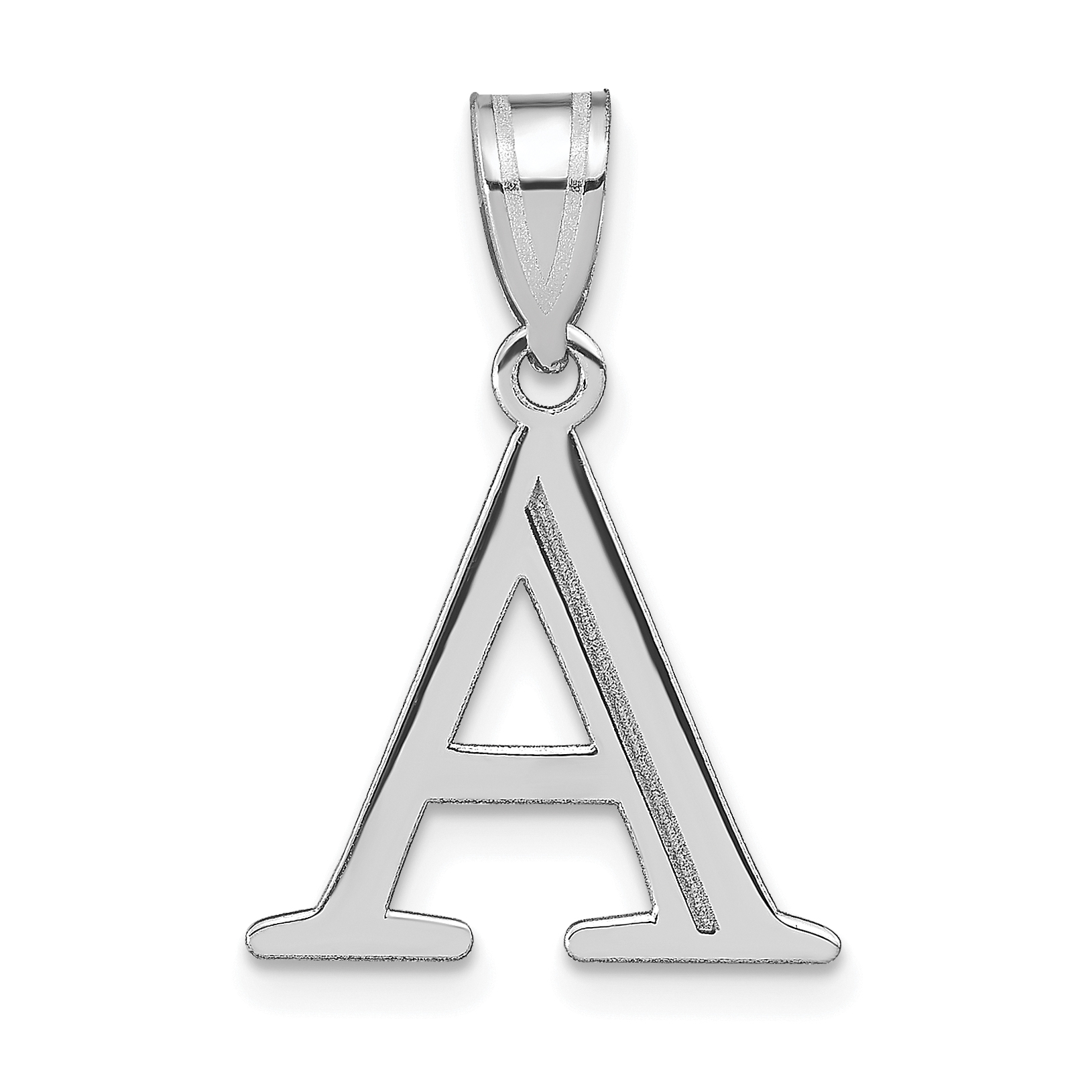 14kw Polished Etched Letter A Initial Pendant (YC1437WA)