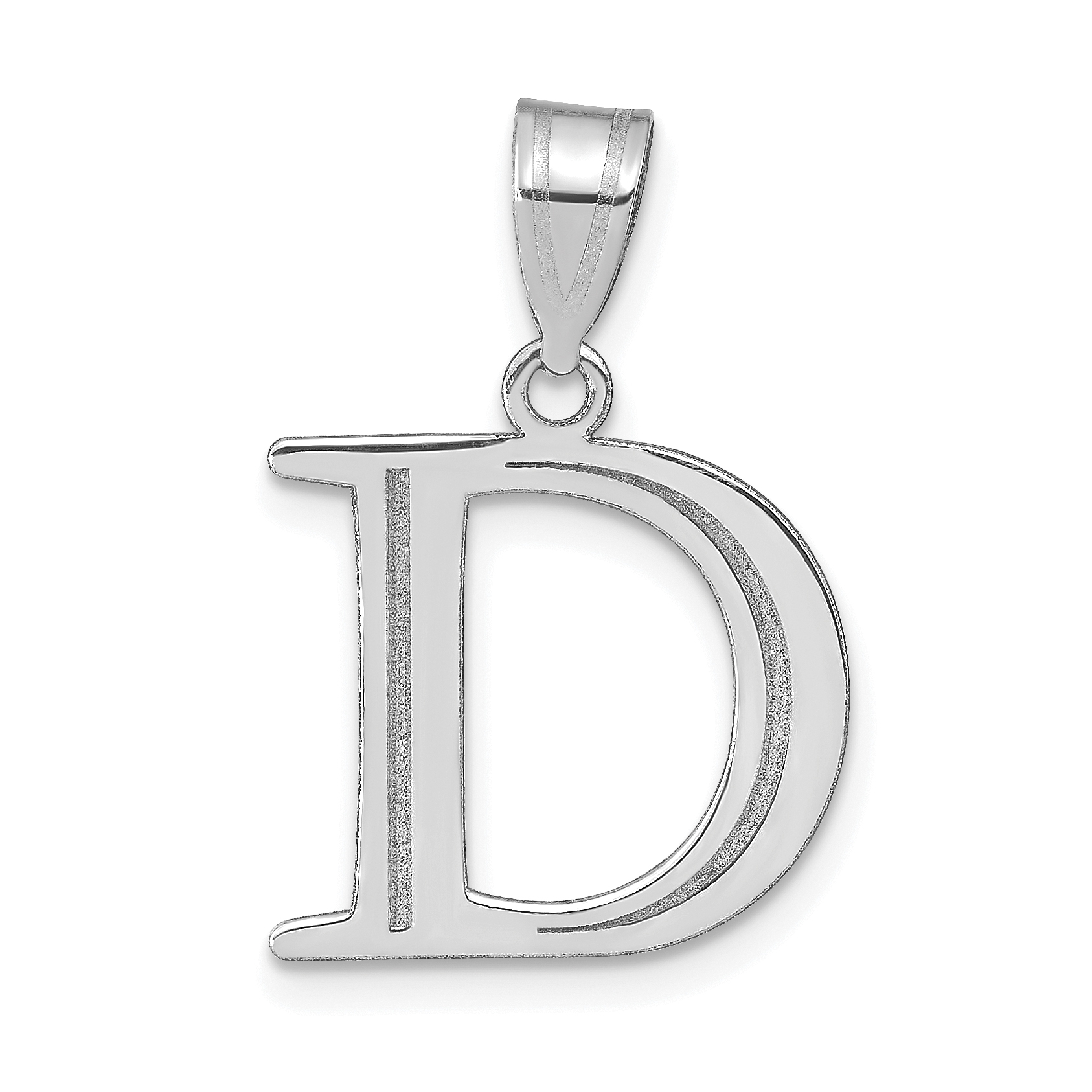 14kw Polished Etched Letter D Initial Pendant (YC1437WD)