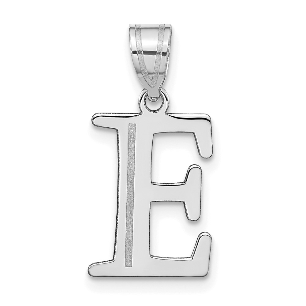 14kw Polished Etched Letter E Initial Pendant