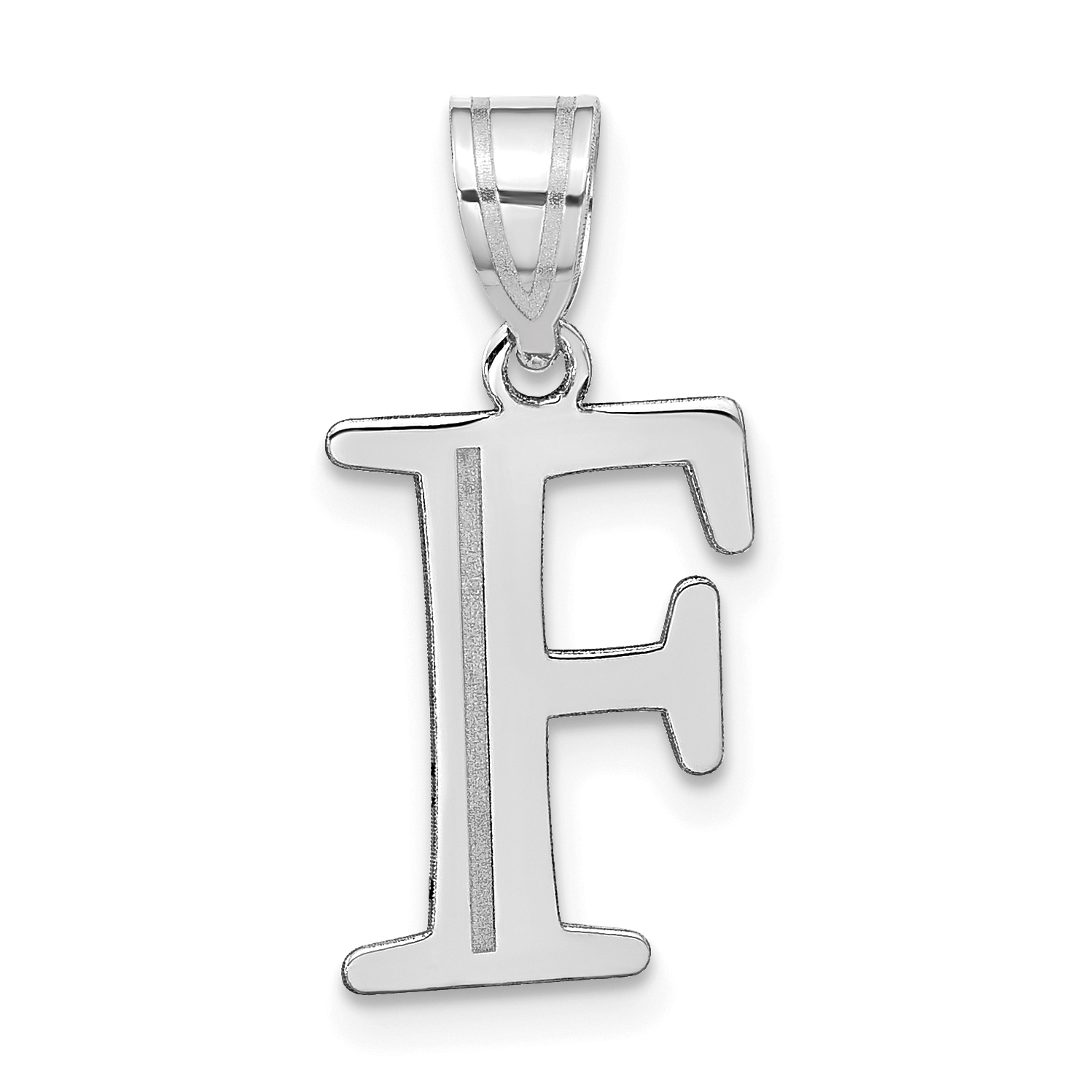14kw Polished Etched Letter F Initial Pendant (YC1437WF)
