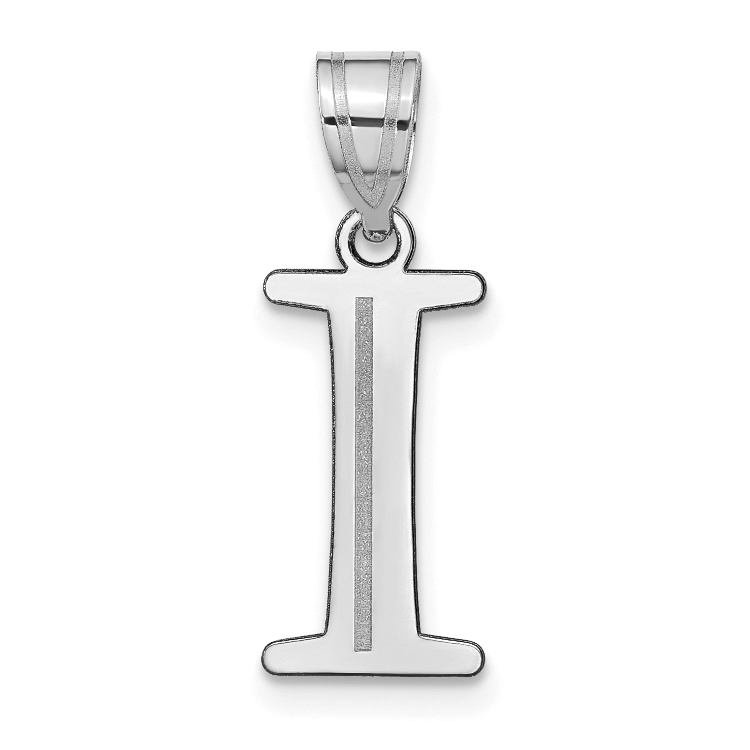 14kw Polished Etched Letter I Initial Pendant (YC1437WI)