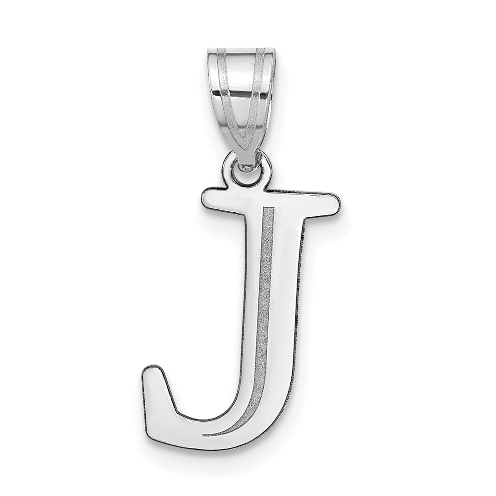 14kw Polished Etched Letter J Initial Pendant