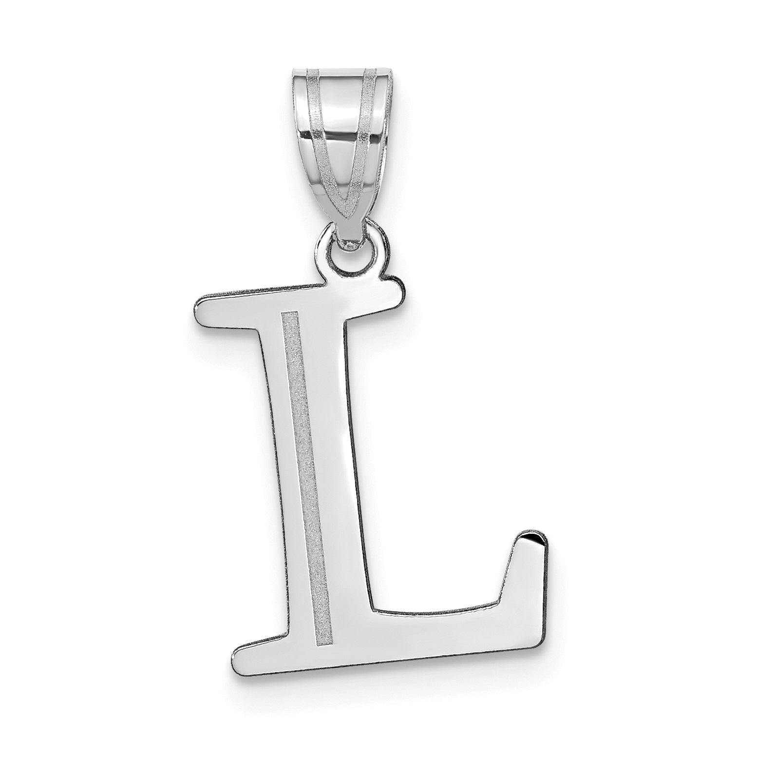 14kw Polished Etched Letter L Initial Pendant (YC1437WL)