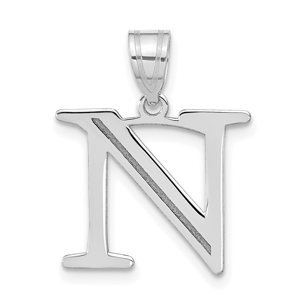 14kw Polished Etched Letter N Initial Pendant