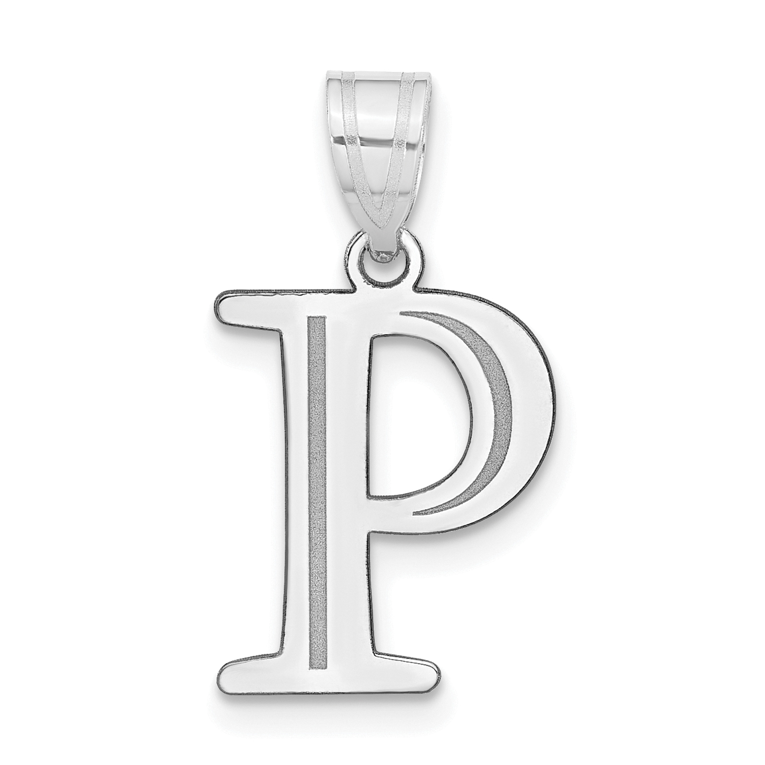 14kw Polished Etched Letter P Initial Pendant (YC1437WP)