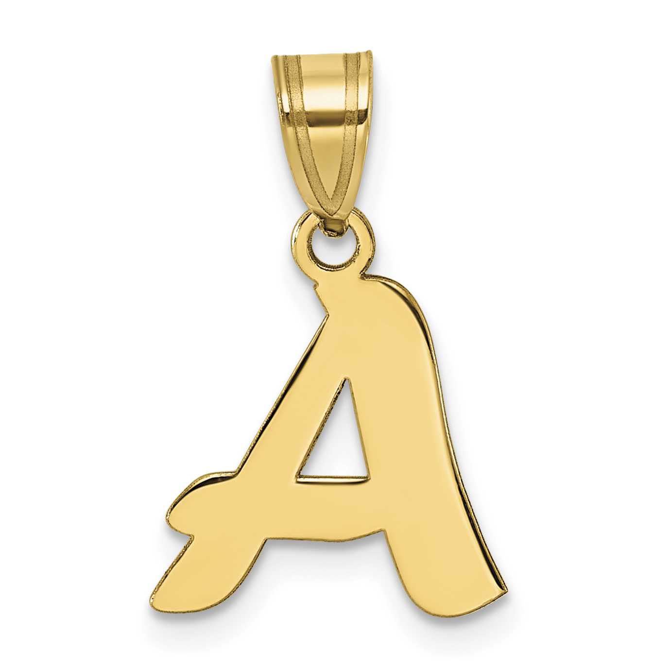 14k Polished Script Letter A Initial Pendant (YC1438A)