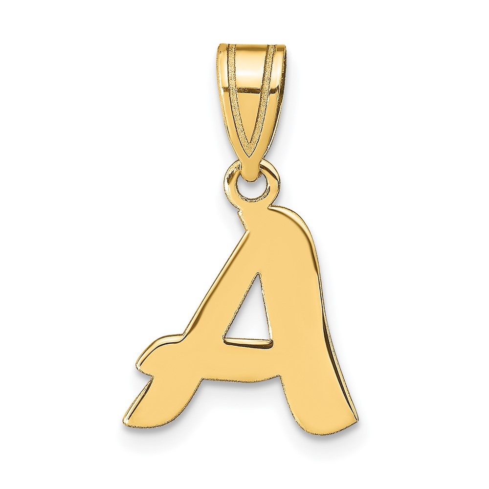 14K Yellow Gold Polished Script Letter A Initial Pendant | eBay
