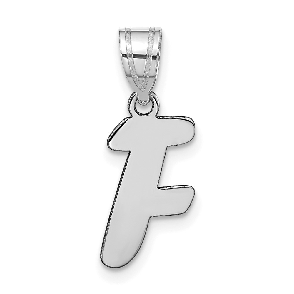 14kw Polished Script Letter F Initial Pendant