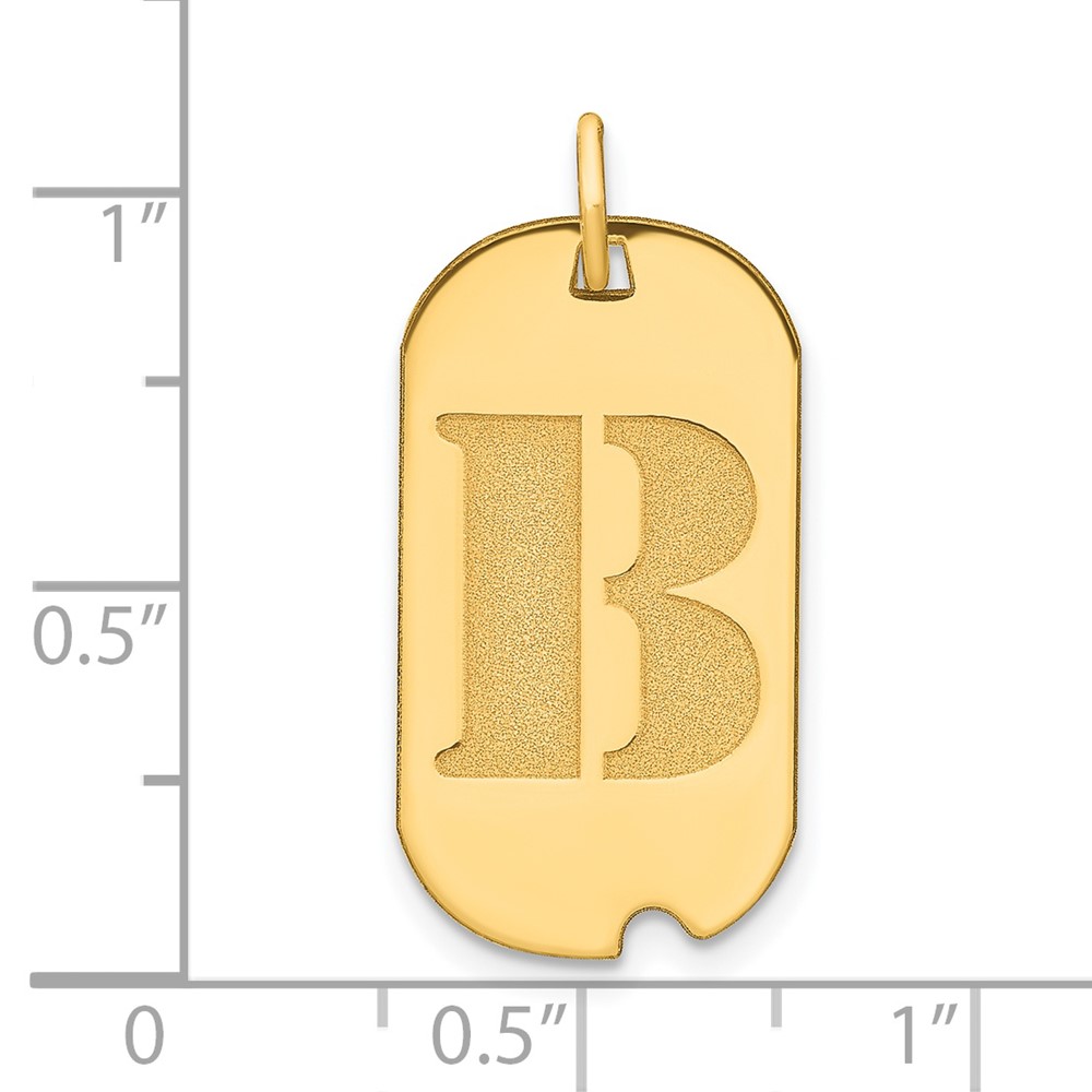 14k Polished Letter B Initial Dog Tag Pendant (YC1439B)