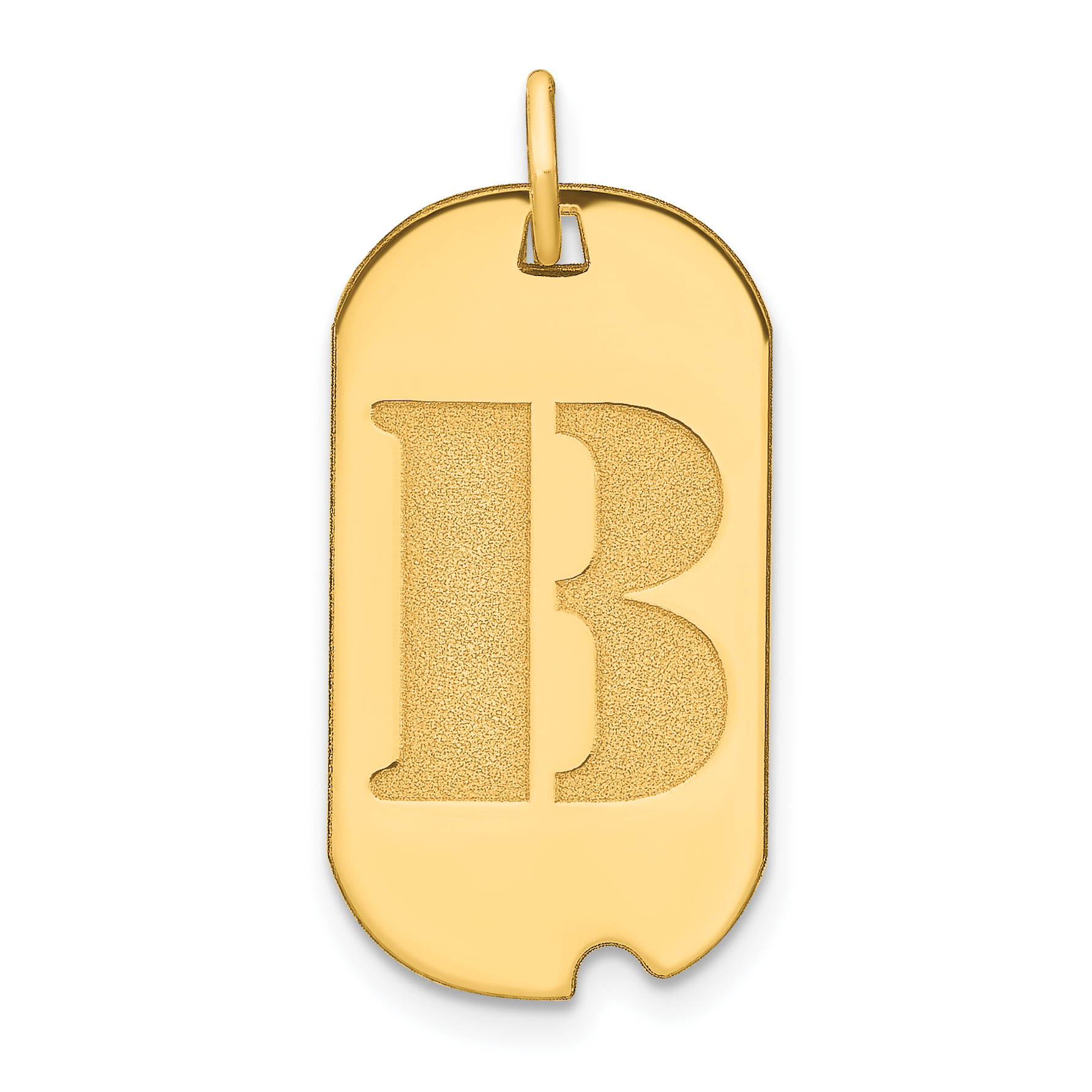 14k Polished Letter B Initial Dog Tag Pendant (YC1439B)